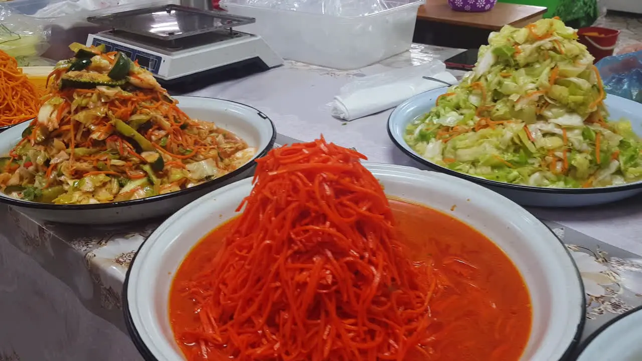 Cooked Meals in Oriental Bazaar Traditional Cuisine in Uzbekistan