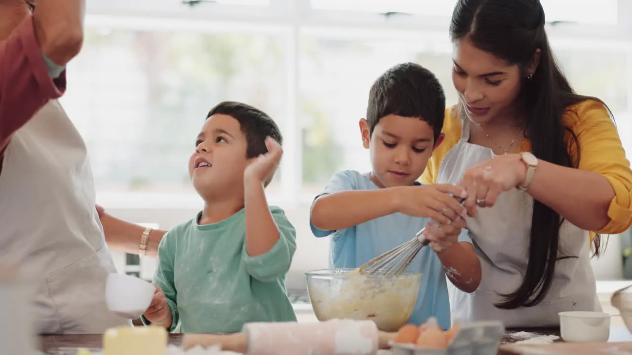 Grandma high five or happy kids baking