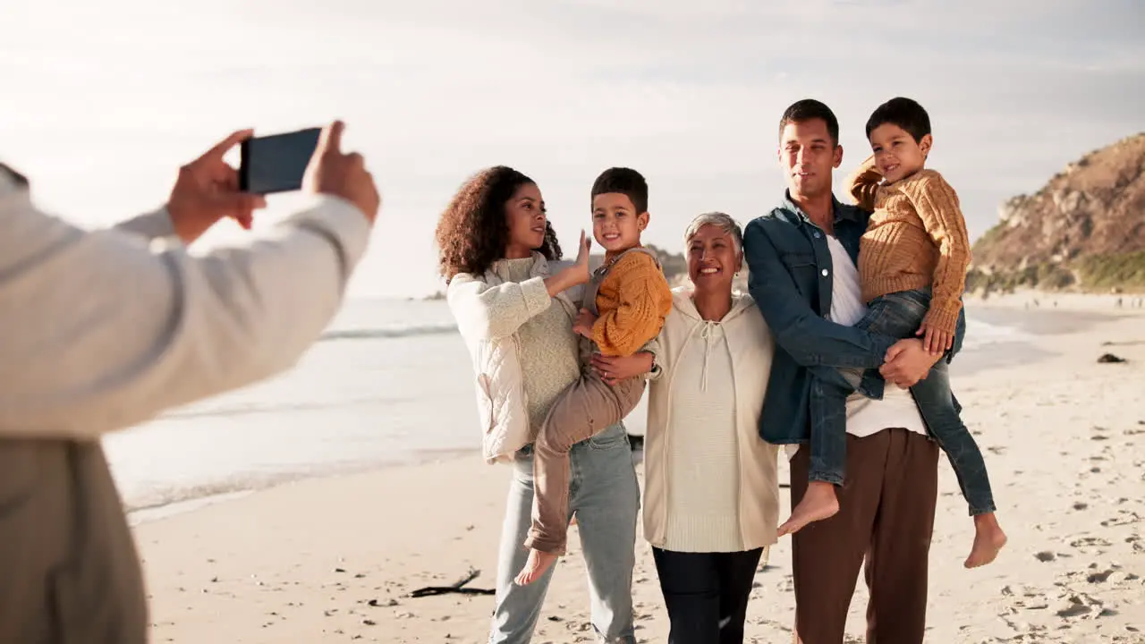 Picture beach and happy family on holiday