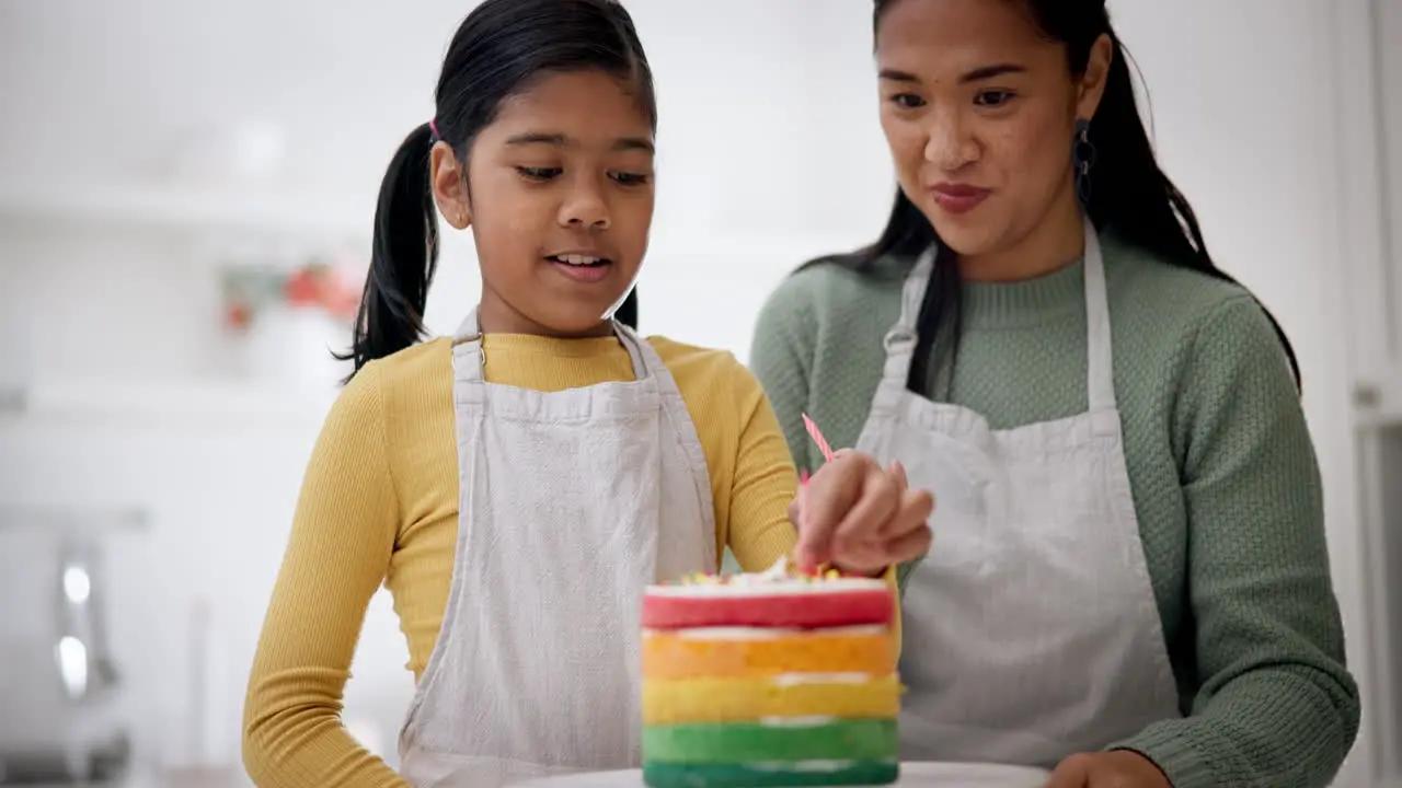 Cake candles and baking with child