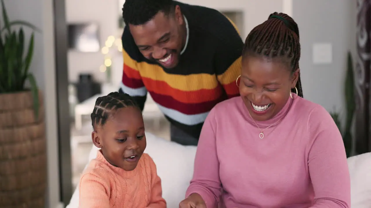 Happy black family and cards for education