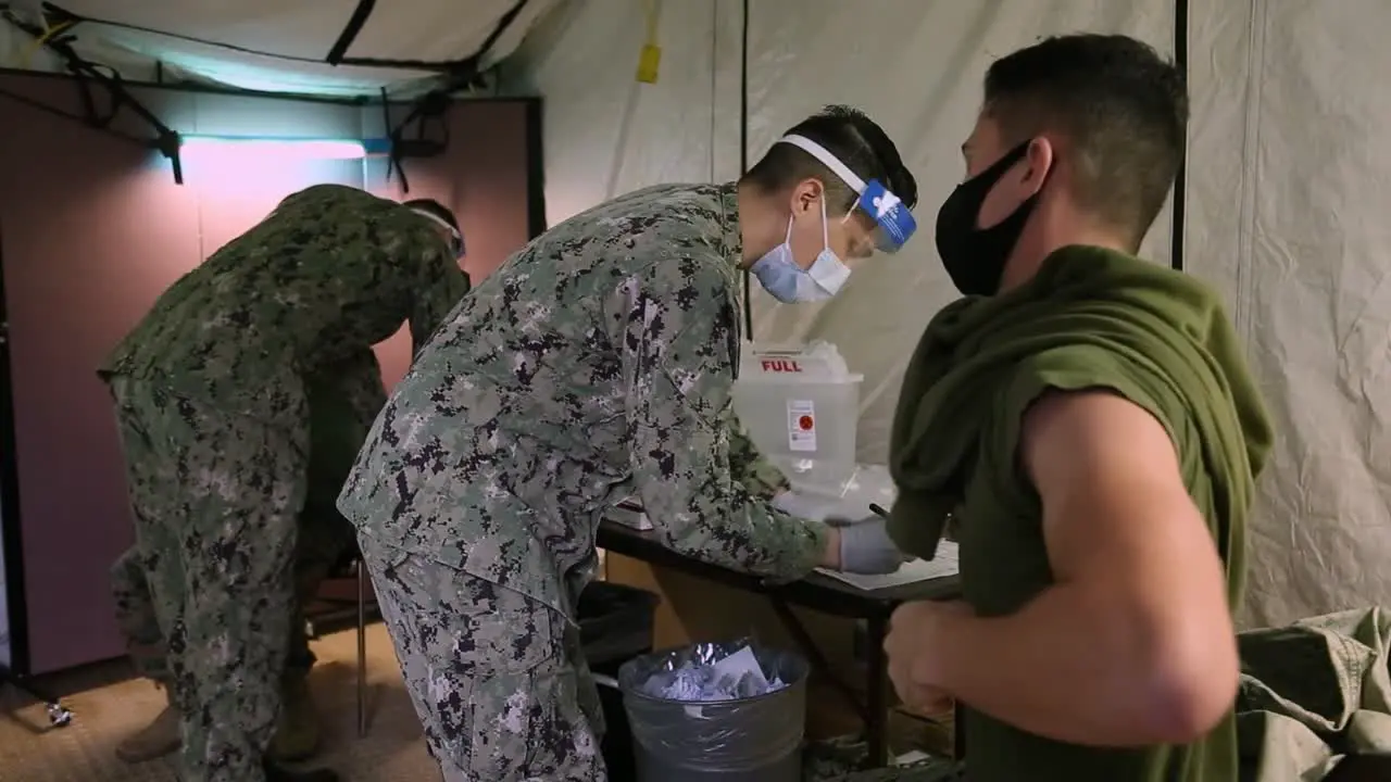 3Rd Marine Division Marines And Sailors Are Innoculated With The Covid-19 Antibody Vaccine In Okinawa Japan