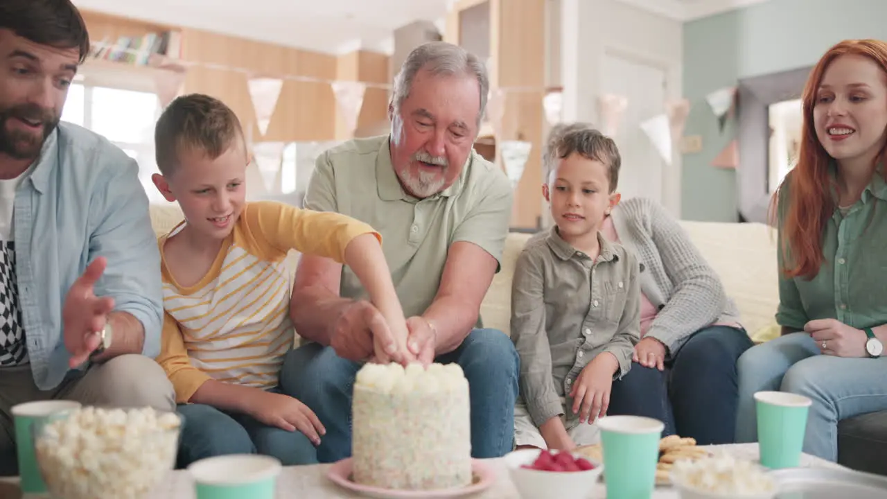 Birthday big family and cutting cake together