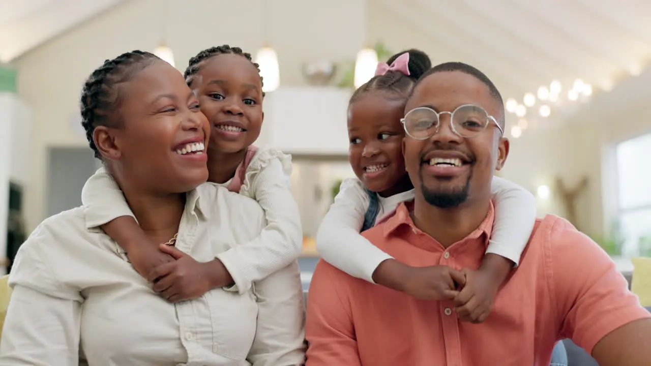 Black family face and happy with parents