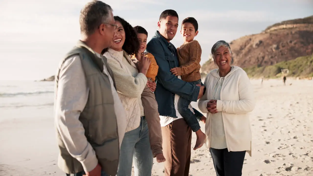 Travel love and happy family at the beach