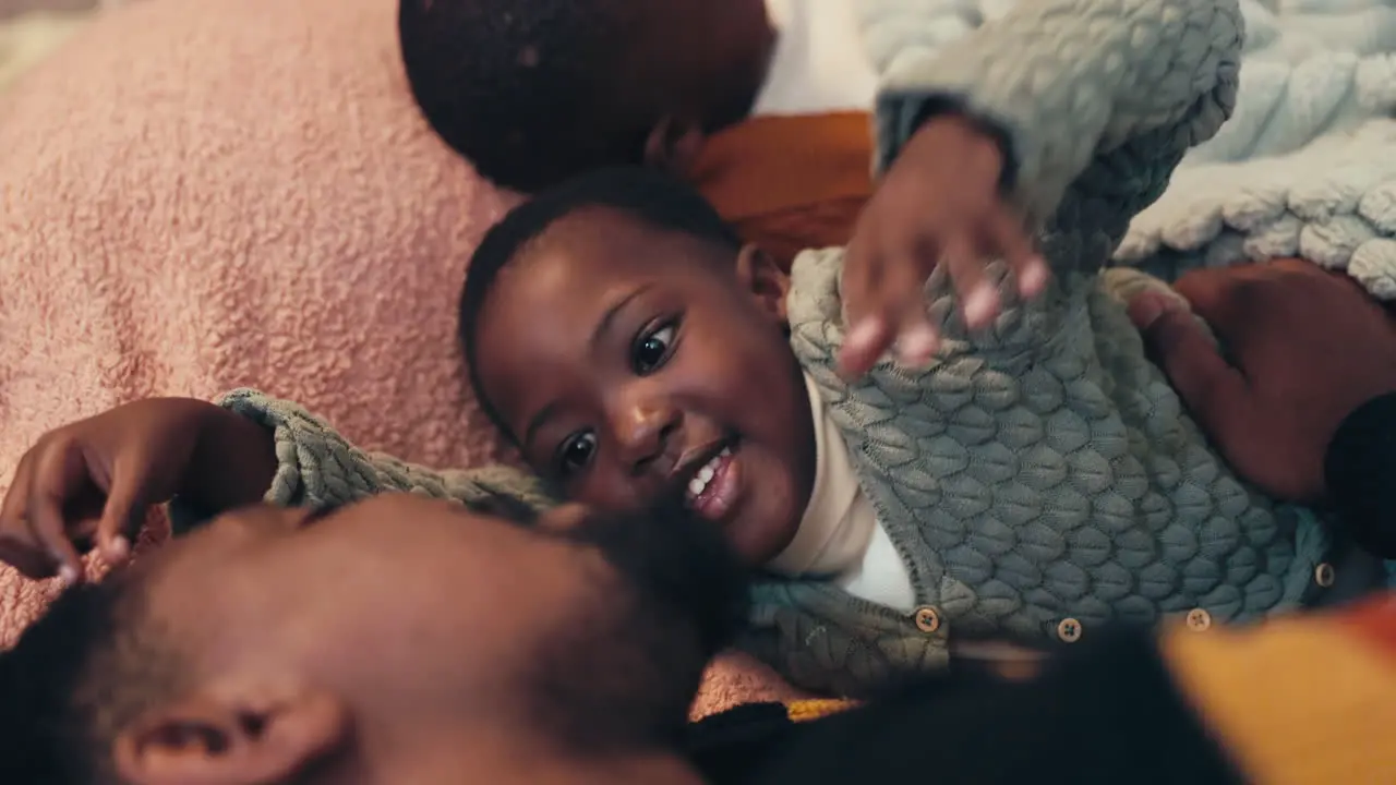 Black family love and a father with his child