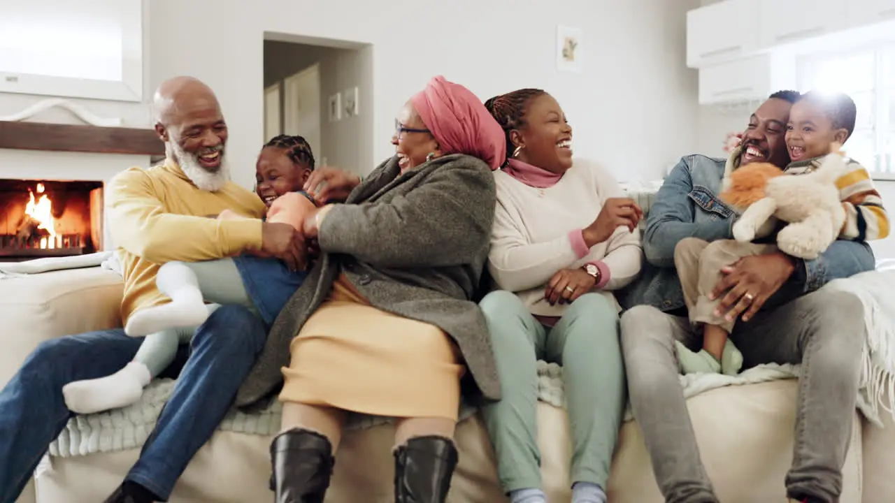 Big family living room and hug on sofa