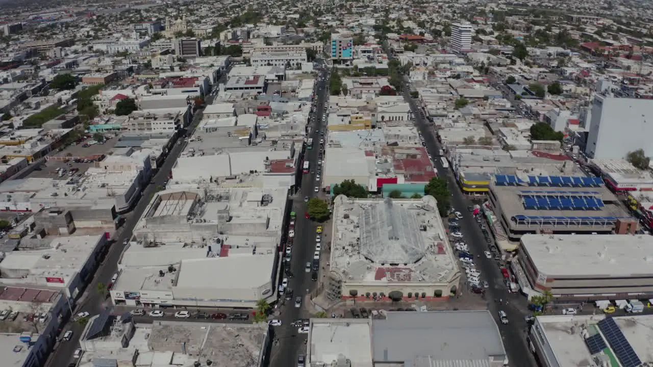 Aerial shot of a city with little color