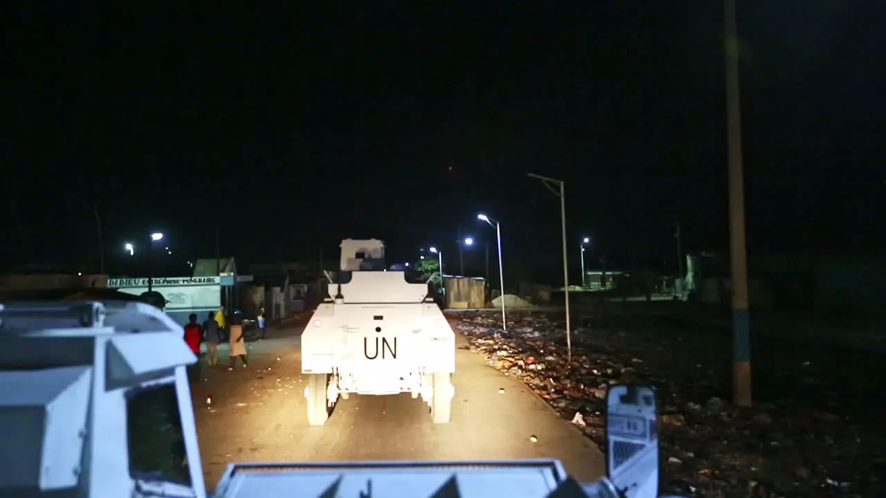 United Nations peacekeeping force travelling under the cover of night