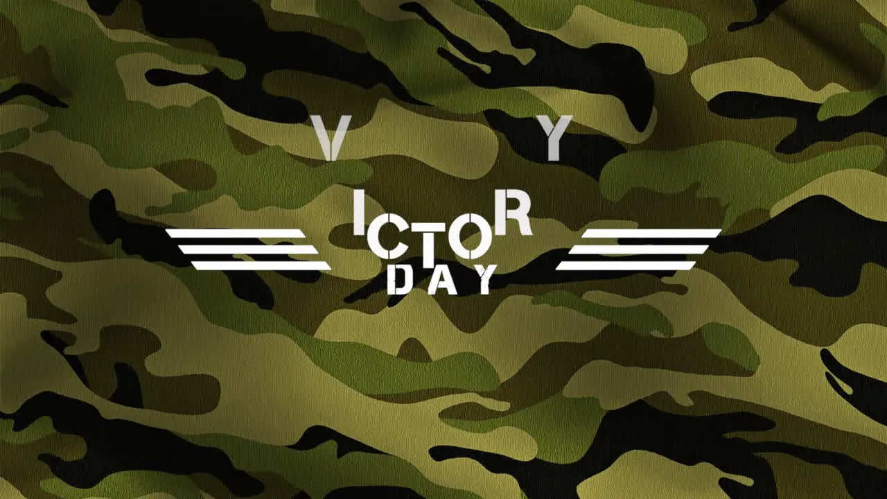 Victory Day with star and stripes on green military texture