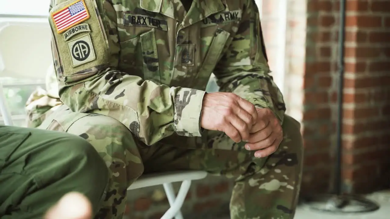 Anonymous soldier during an emotional support group session