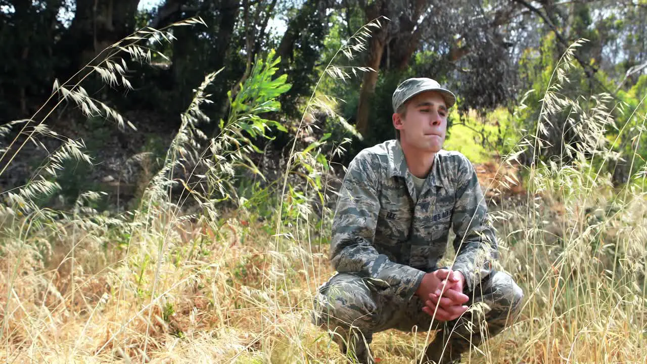 Military soldier during training exercise