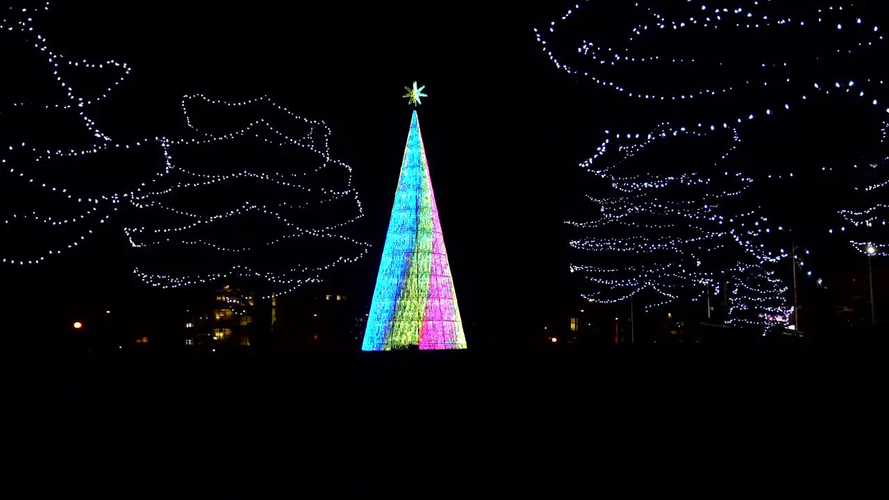 Holiday lights decoration in downtown Denver