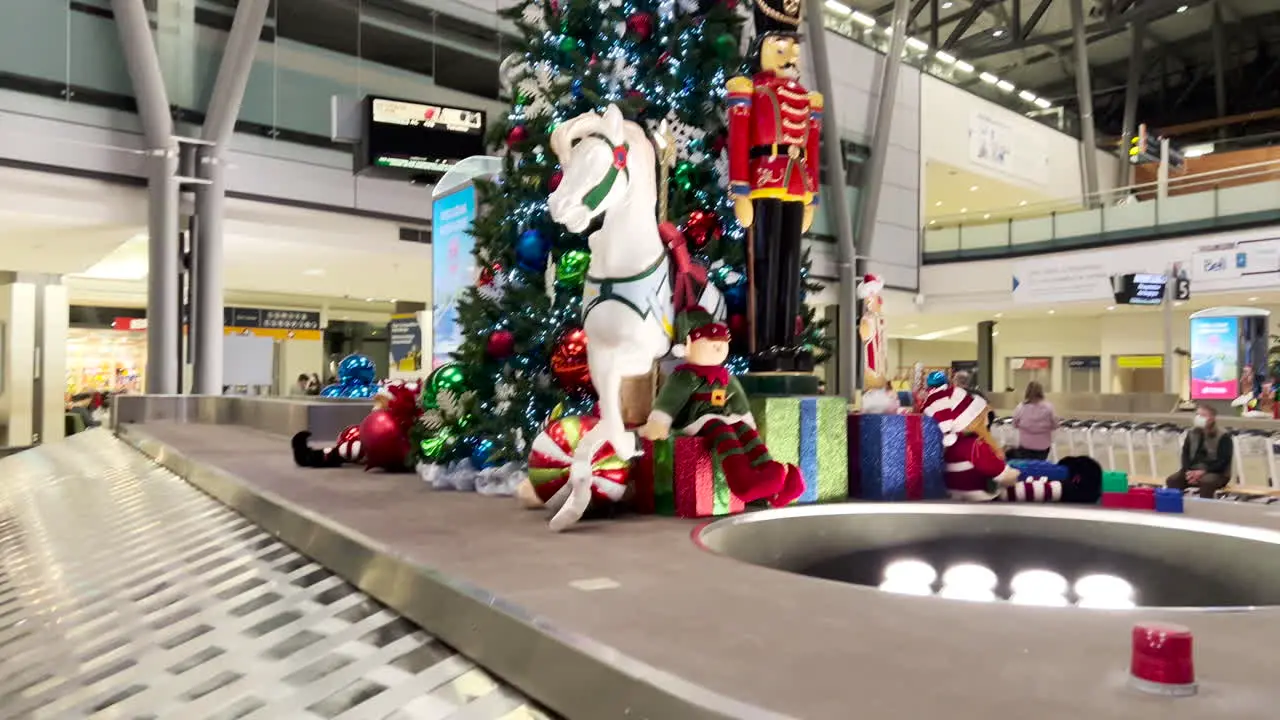 Airport travel at christmas time baggage carousel