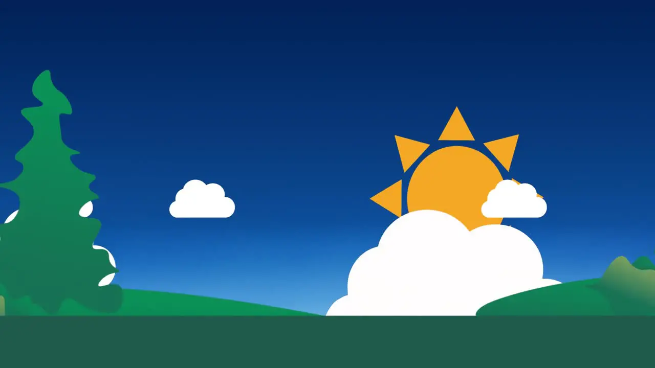 Animation of sun clouds and landscape