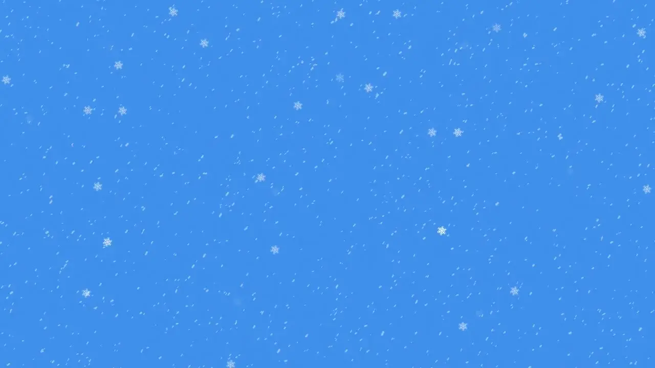 Animation of vector snowflakes and snow falling against blue background