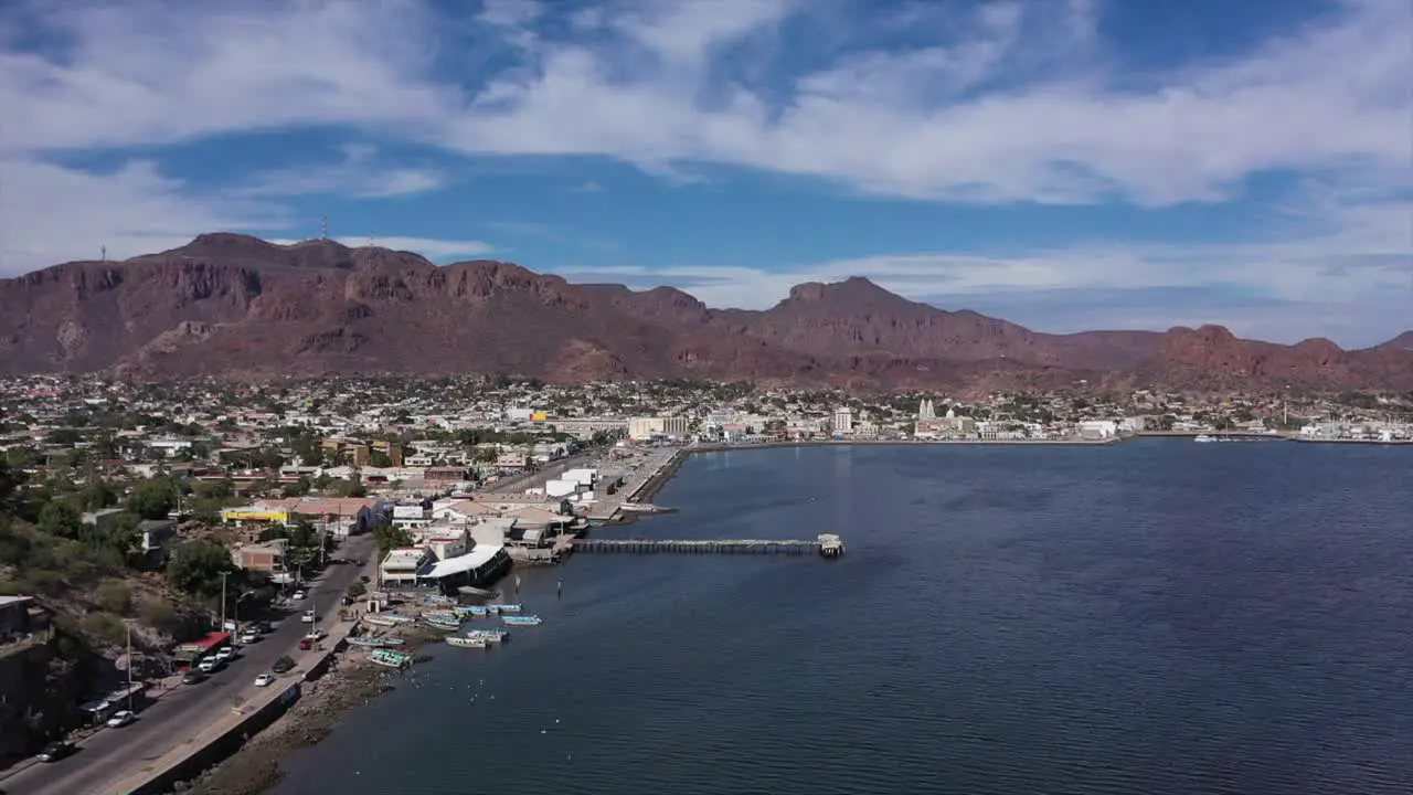 Aerial shot on the shore of the port