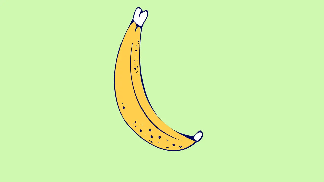 Animation of banana moving on green background