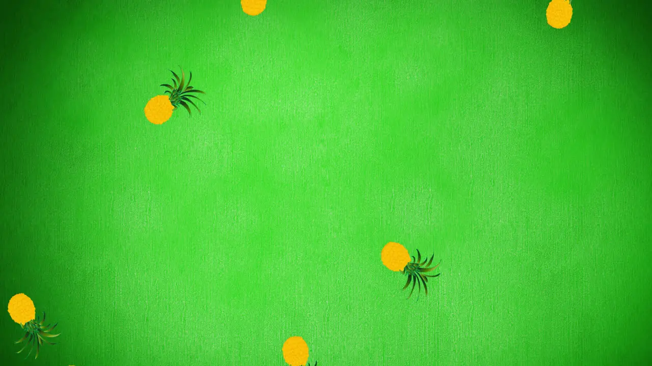 Animation of pineapples moving on green background