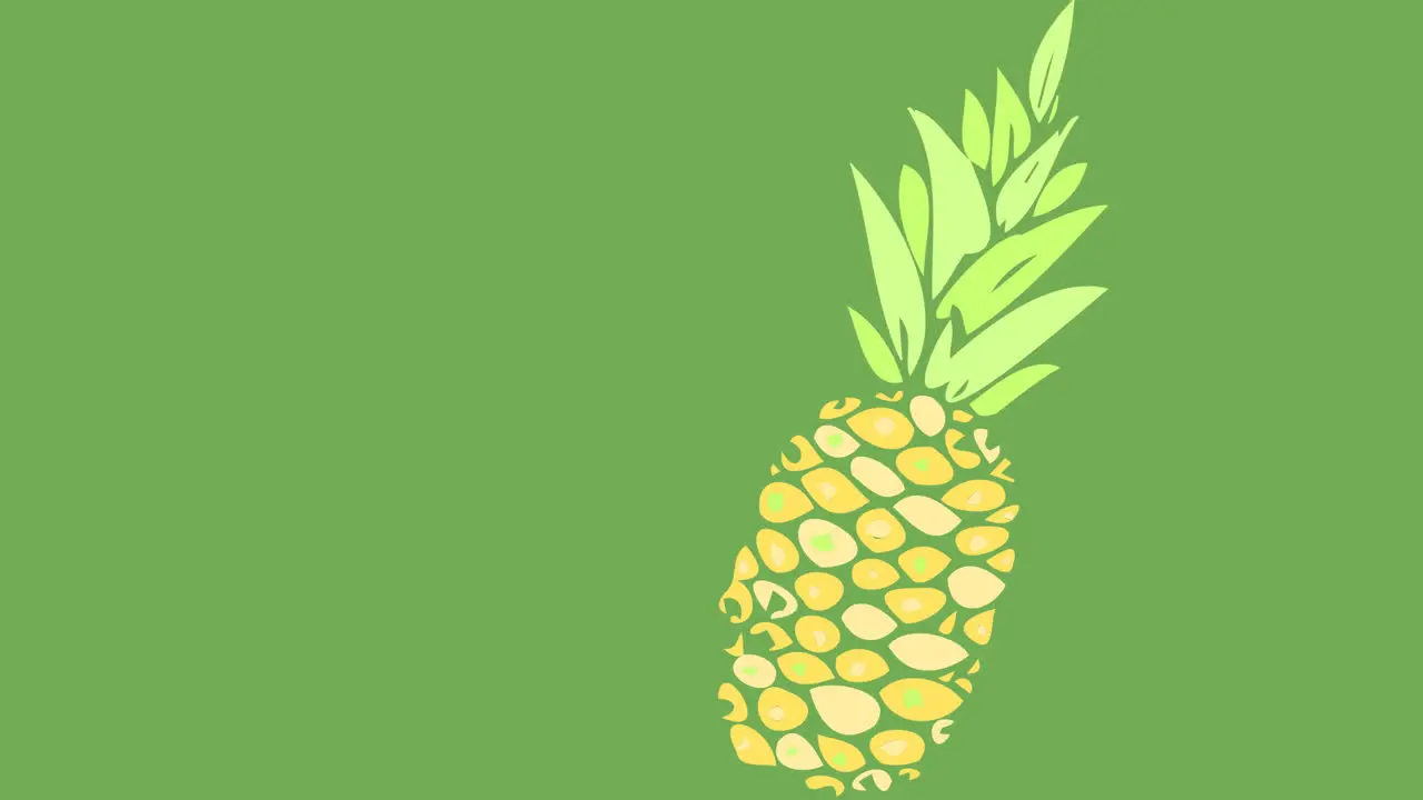 Animation of pineapple moving on green background