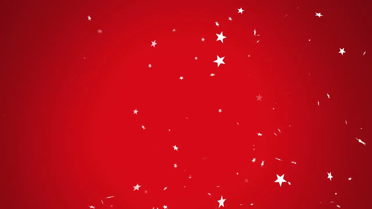 Animation of illuminated stars flying against red background