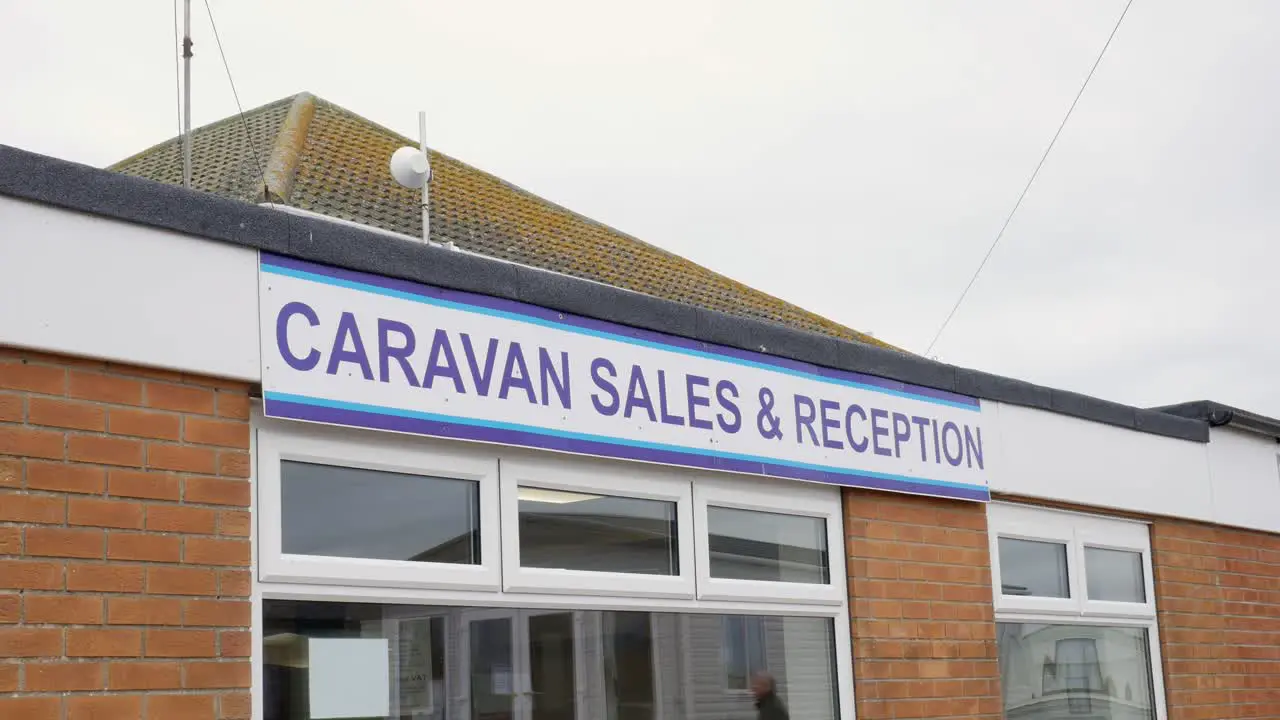 Caravan sales and reception at British seaside town