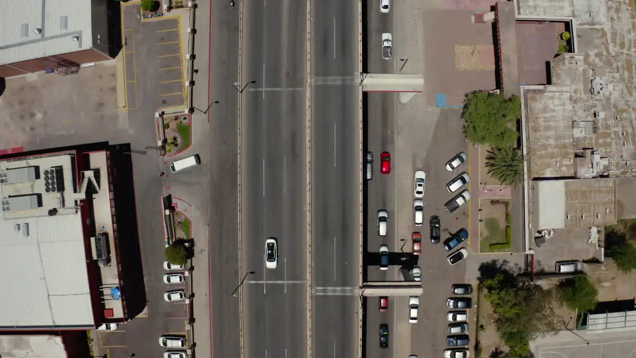 multilevel bridge of small city with traffic