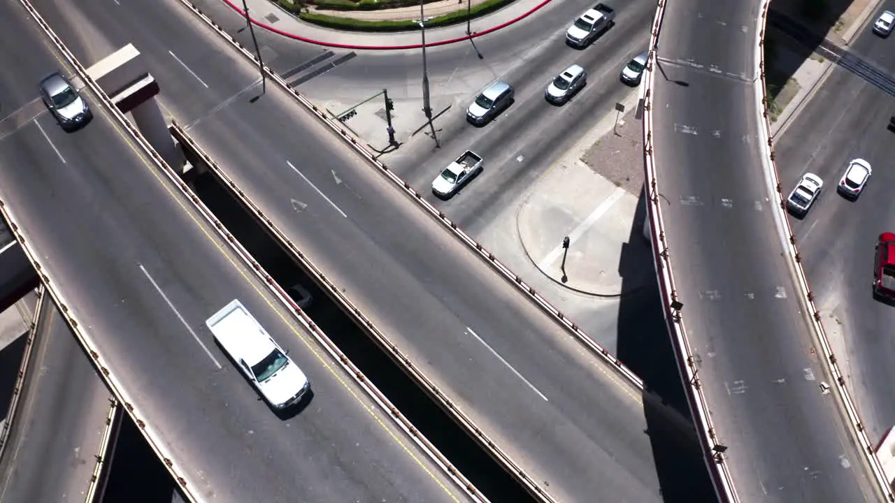 Aerial shot of road traffic multilevel