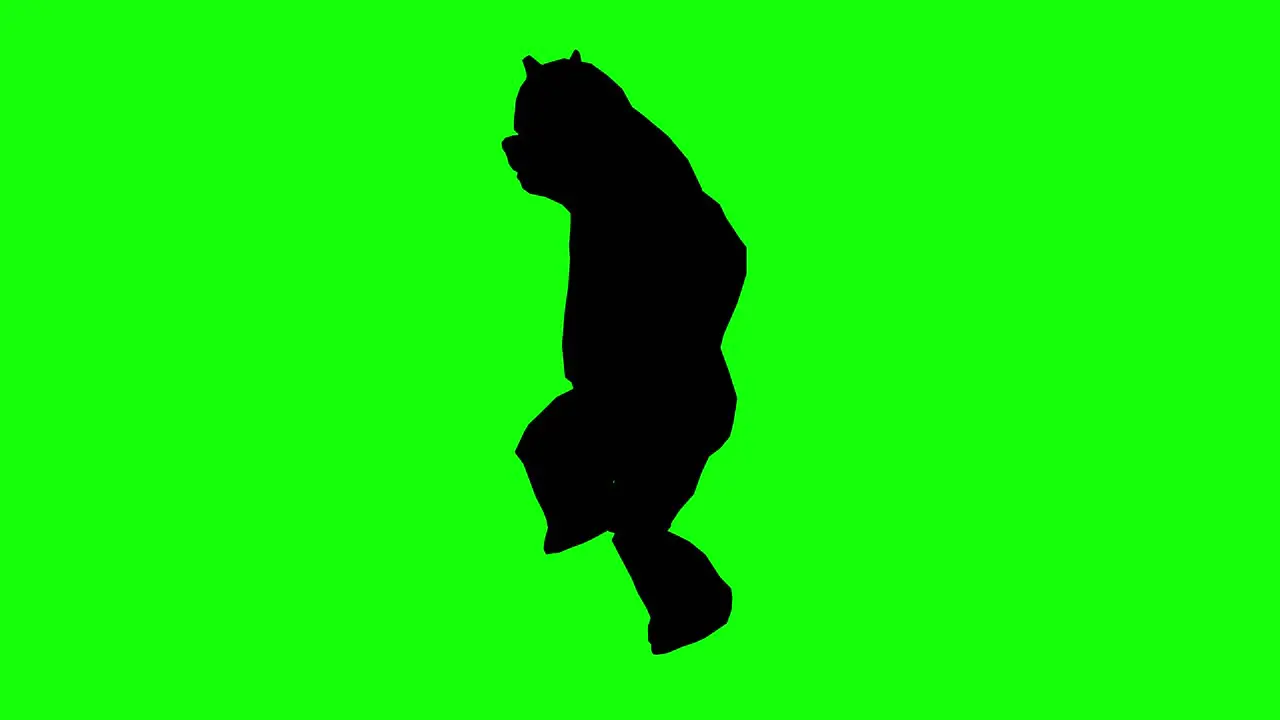 Silhouette of a fantasy creature monster beast walking on green screen side view