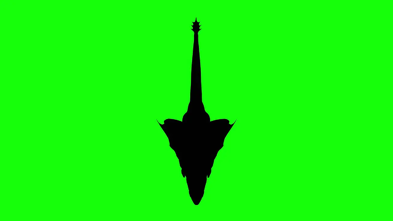 Silhouette of a fantasy creature monster dragon flying on green screen top view