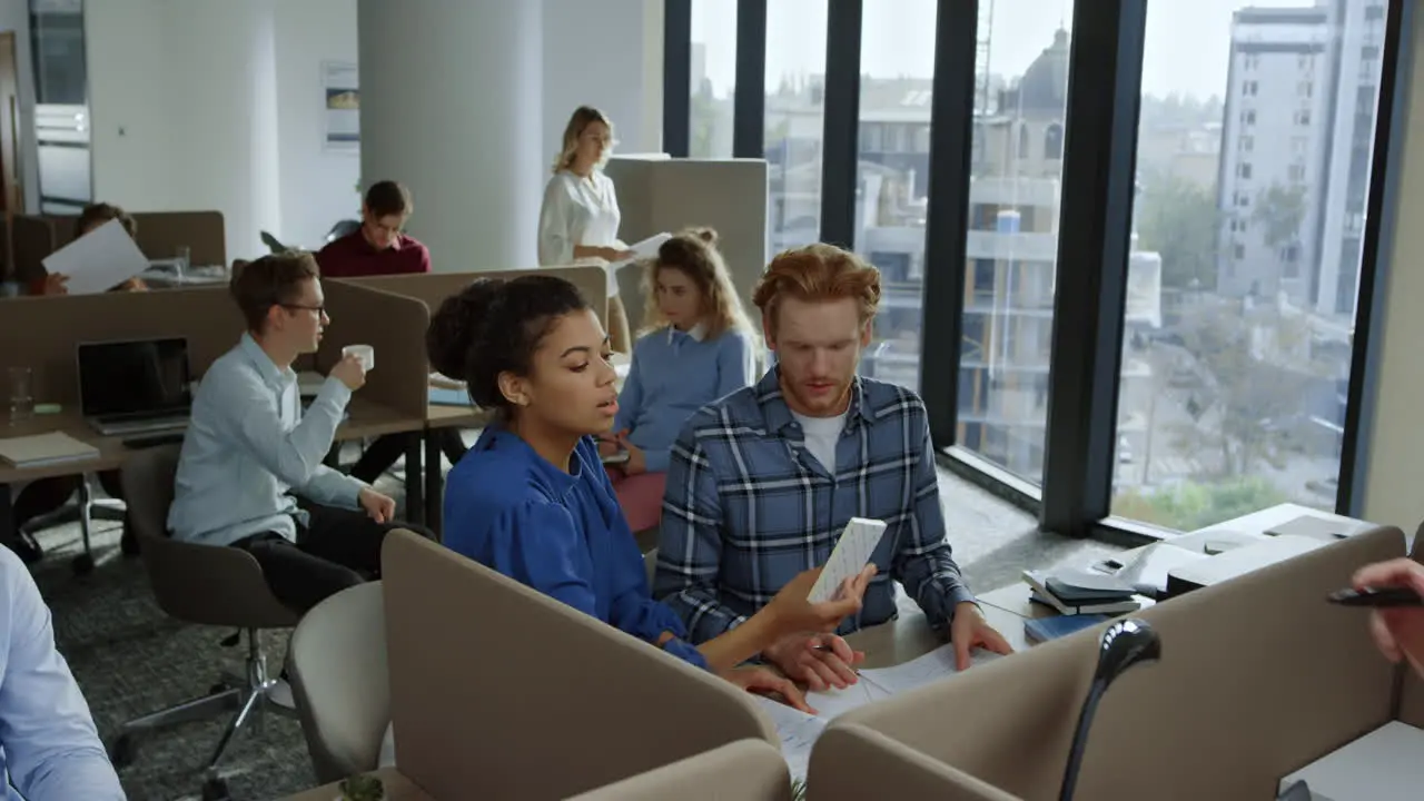 Business team working in office Employees discussing financial documents