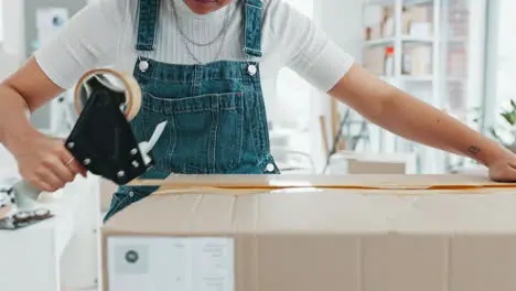 Woman packing box package