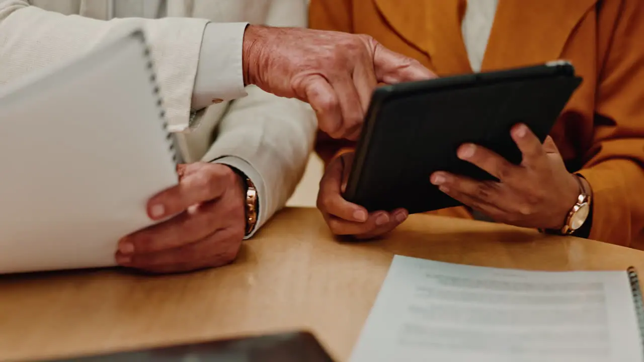 Documents meeting and hands of business people