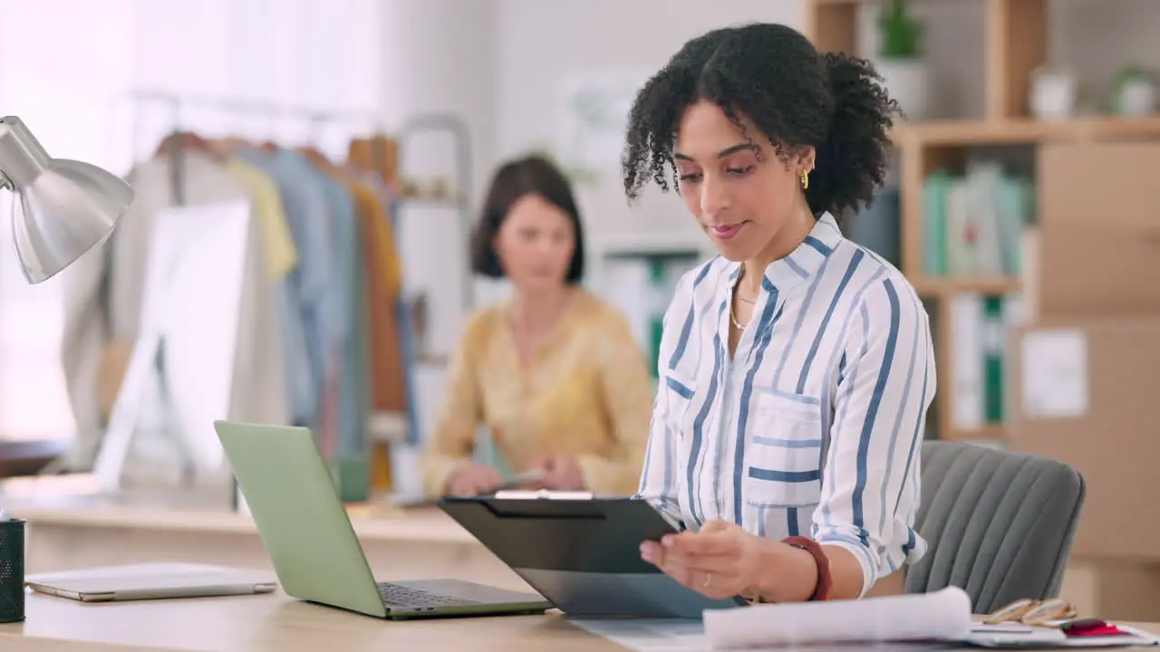 Woman computer and clipboard for e commerce