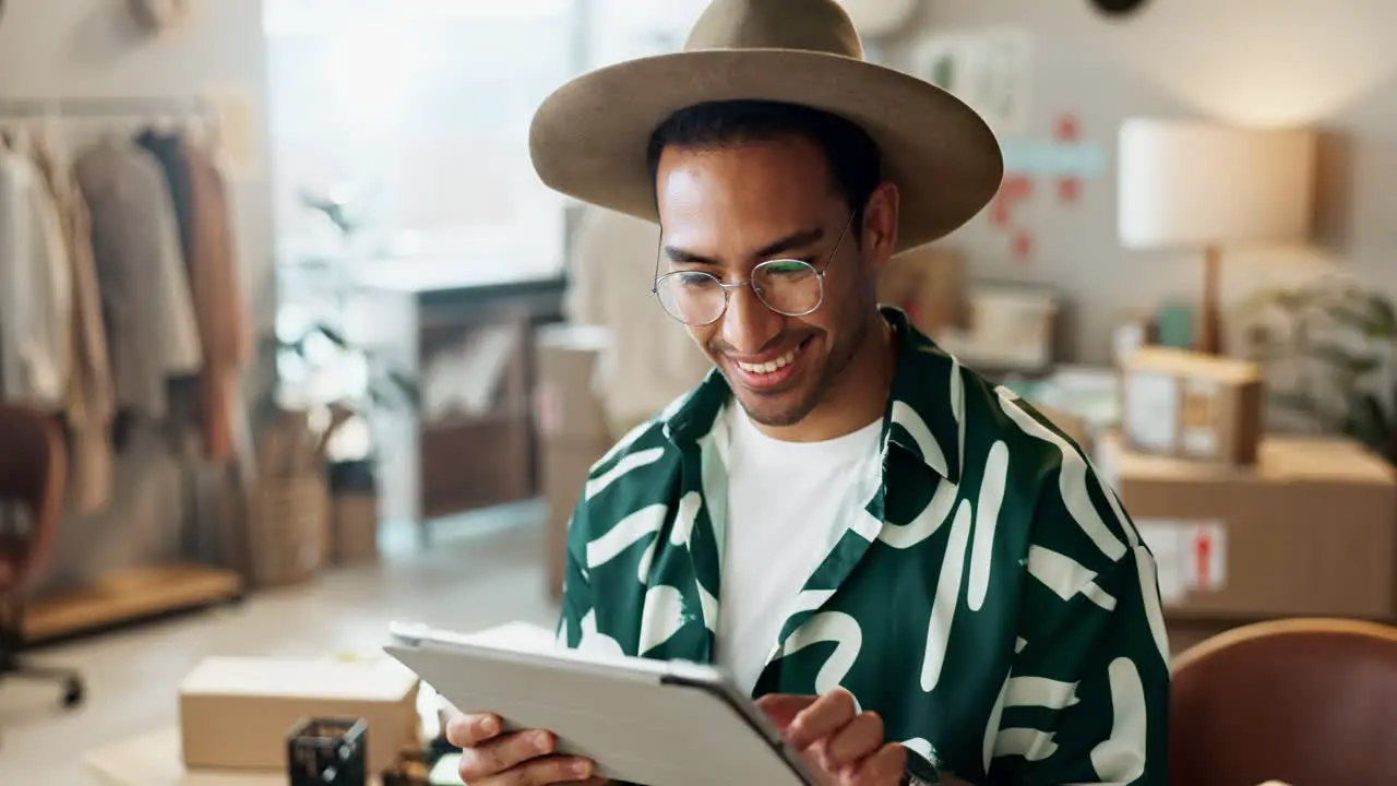 Ecommerce fashion and man with tablet in office