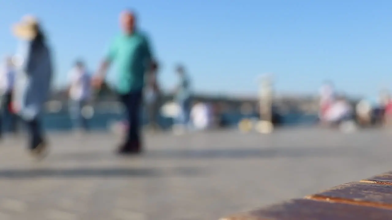 Crowd Walking Seashore