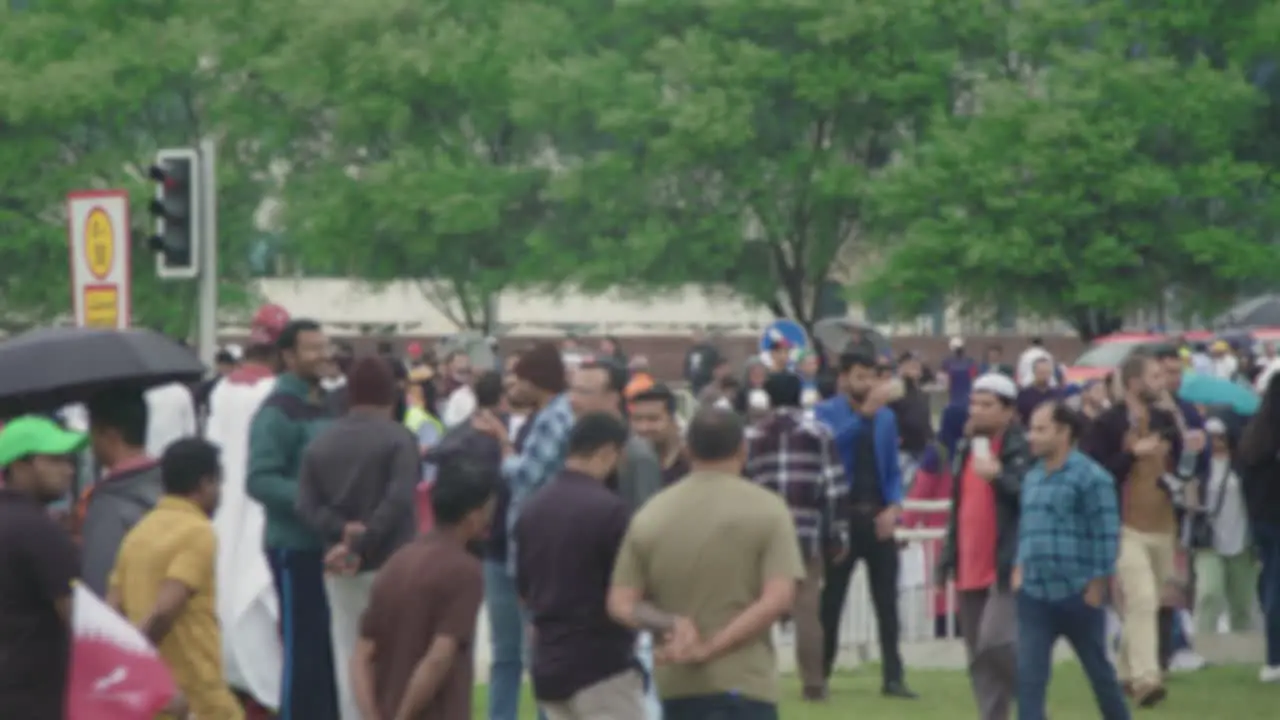 People crossing the street in Qatar