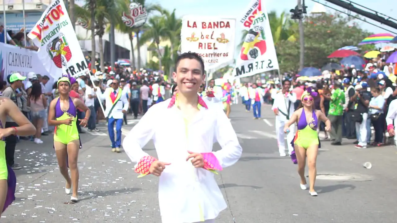 A happy people dancing at veracruz carnrival