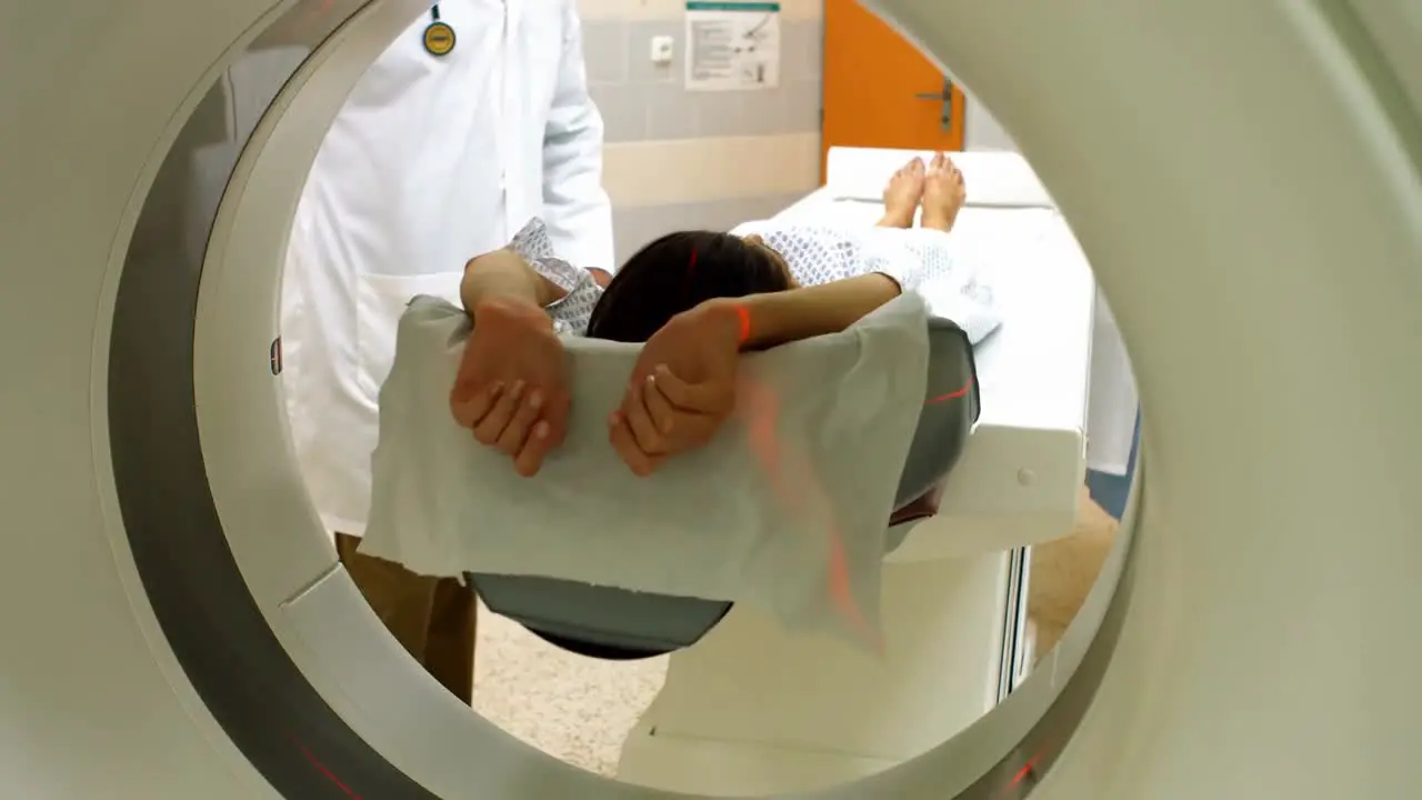 A patient is loaded into an mri machine