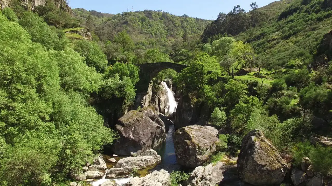 Aerial View of Historical Bridge and Nature