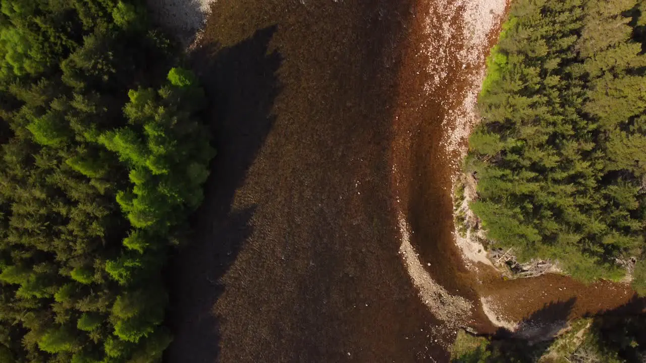 Top Down Drone Shot of Scotland River on Sunny Day