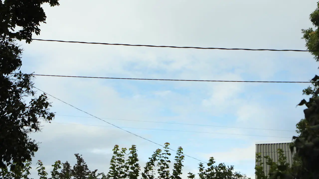 Cloudy sky view on a rainy day in a village with frees