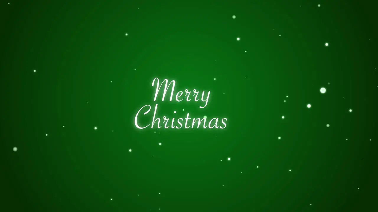 3D animation motion graphic Merry Christmas holiday season text title on abstract particle glitter background with snowing snowflakes visual effect 4K green