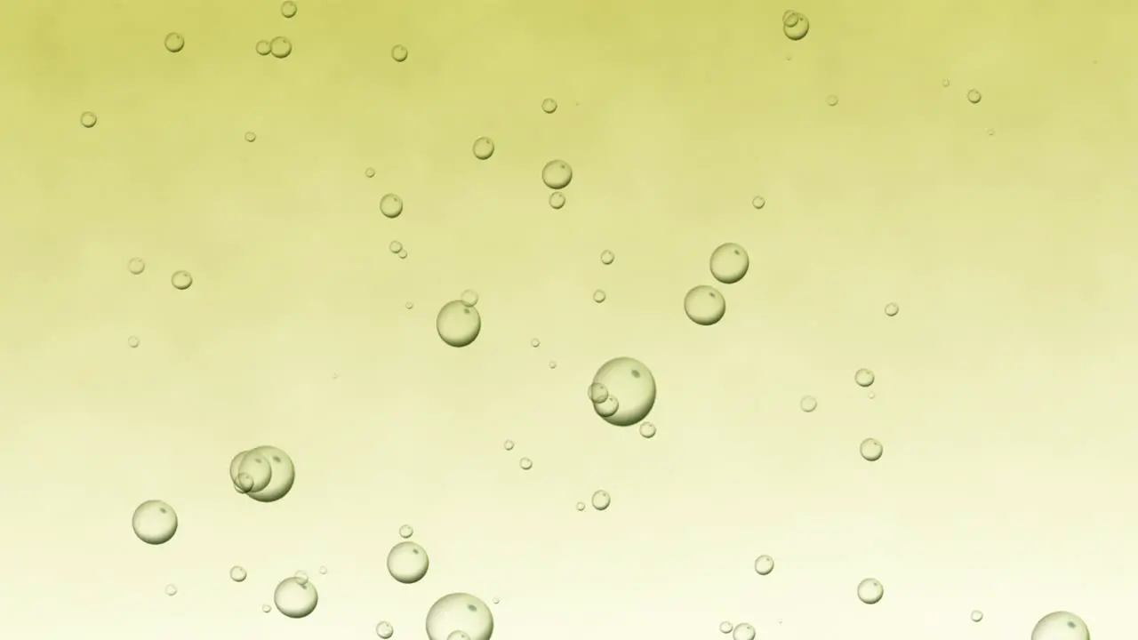 Bubble liquid 3D animation rising through ocean water motion graphics background beverage soda visual effect soap particles digital art oil yellow white