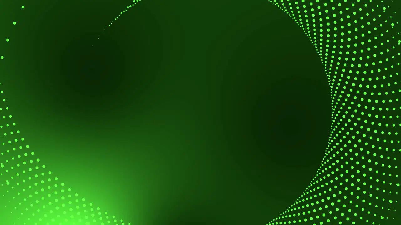 Circular dotted spot animation tech motion graphic round swirl abstract pattern geometric background looping spiral design futuristic visual effect rotation for intro title 4K green lime