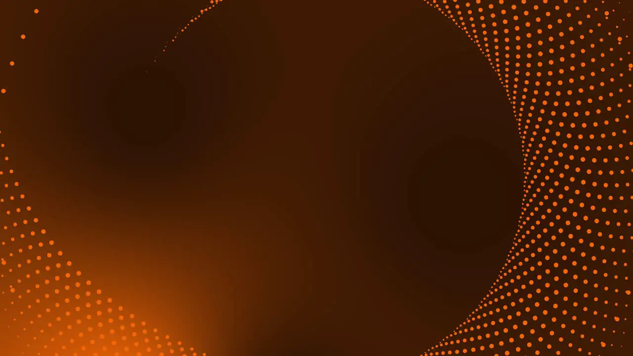 Circular dotted spot animation tech motion graphic round abstract pattern geometric background looping spiral design futuristic visual effect rotation for intro title 4K orange