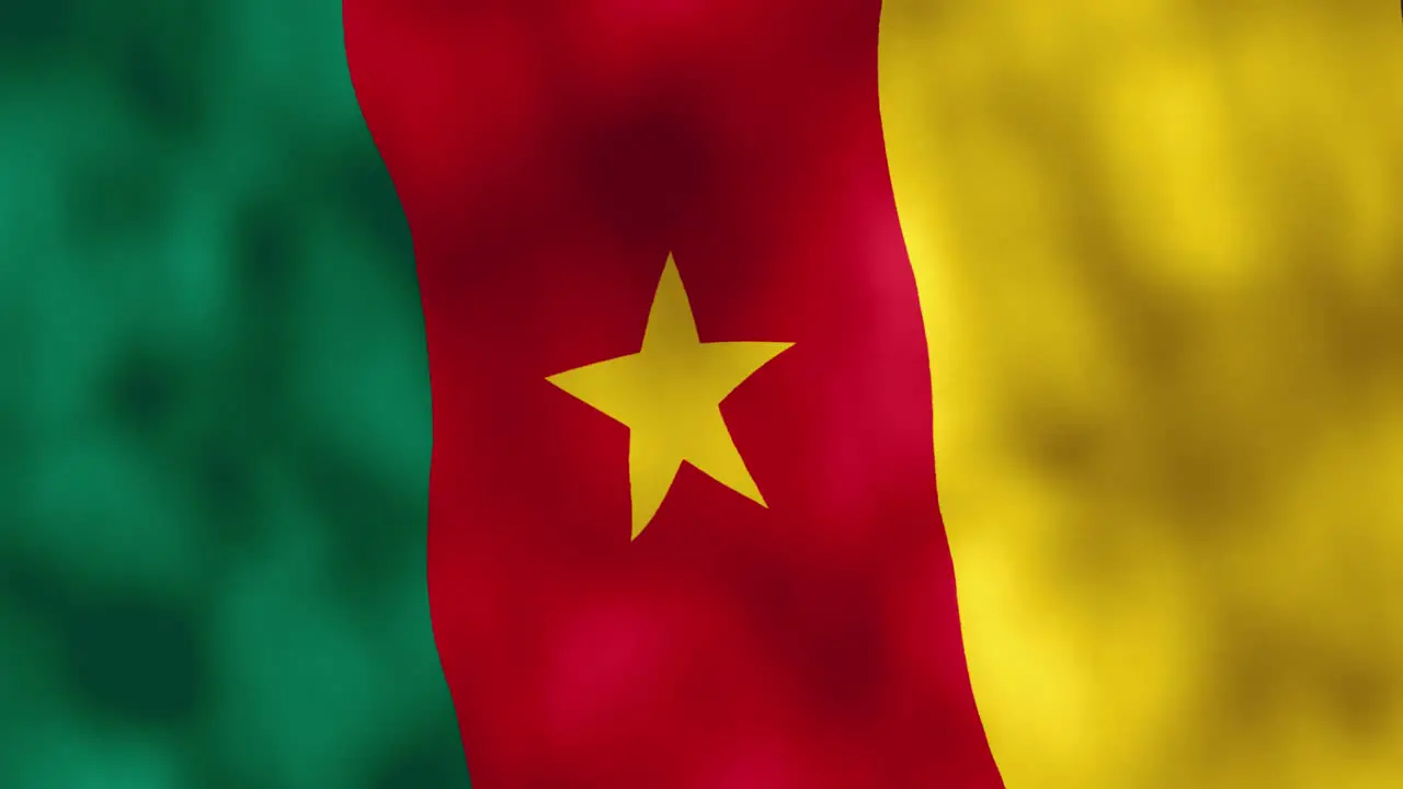 Official republic tricolour Cameroon flag waving animation