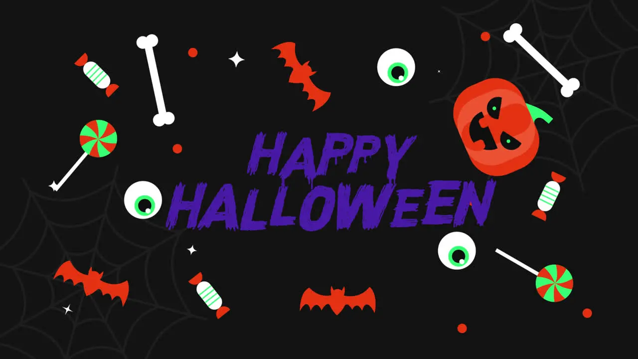 happy halloween party word motion graphics video transparent background with alpha channel