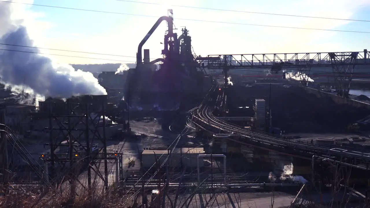 Establishing shot of a busy steel mill 2