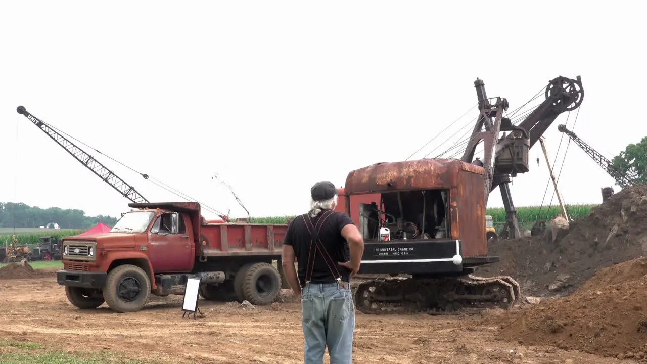 Kinzers Pennsylvania August 14 2019 Vintage excavators at work at Rough and Tumble Thresherman's Reunion in Kinzers Pennsylvania on August 14 2019